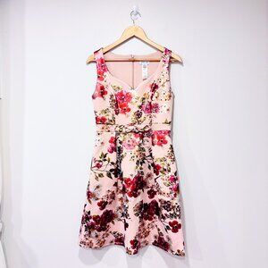 KATE & LILY Pink Floral Fit & Flare Dress Spring Wedding | Small *